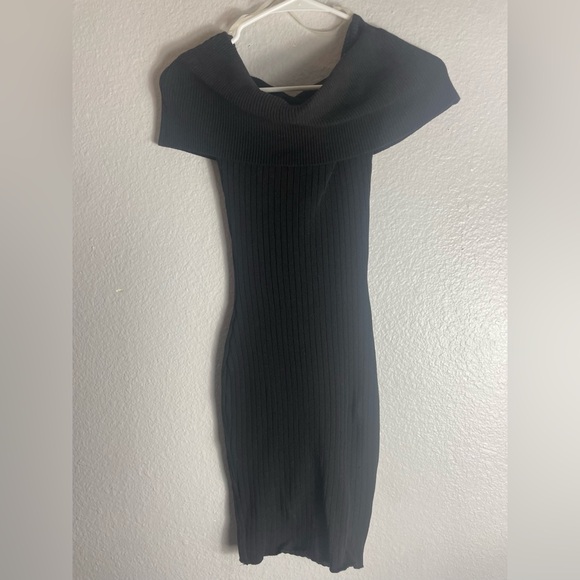 Pretty Knit Dresses & Skirts - Chic Black Ribbed Off-Shoulder Midi Dress